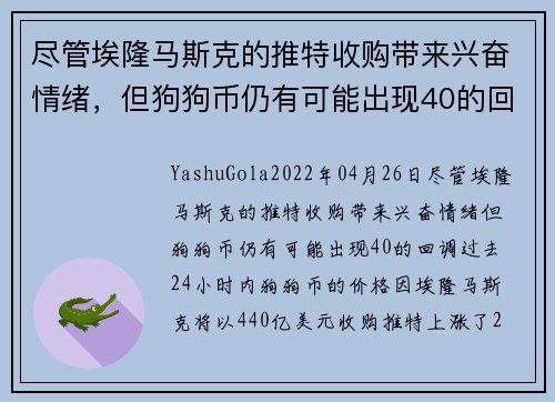 尽管埃隆马斯克的推特收购带来兴奋情绪，但狗狗币仍有可能出现40的回调 